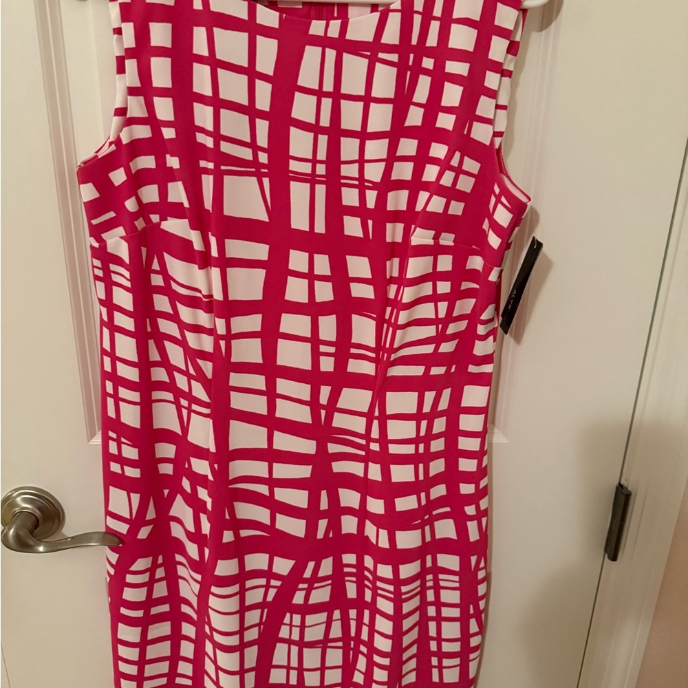 Alyx Red and White Sheath Midi Dress for Cocktail